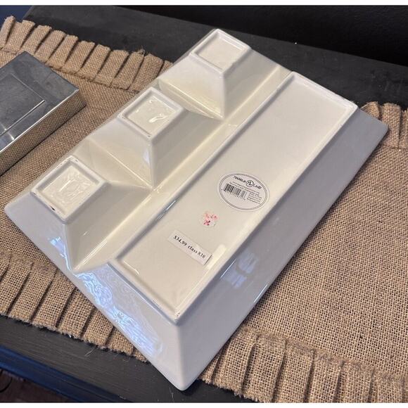 Magnolia Lane "Go Baby Go" Pink Green Preppy Sweater Platter Trinket Tray - Picture 4 of 4